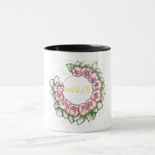 Sofistikerad svart vigselmugg med monogram - Minim Mugg