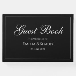 Sofistikerad Svartvit Bröllop Guest Bok