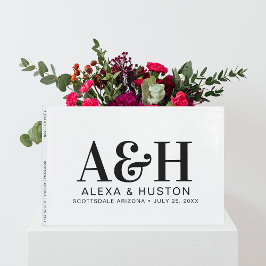 Sofistikerad svartvit bröllop-monogram gästböcker