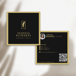 Sofistikerad svartvit Guld-ludd, notarius foto QR Fyrkantigt Visitkort