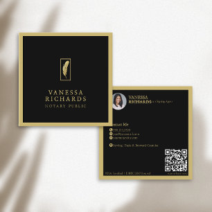 Sofistikerad svartvit Guld-ludd, notarius foto QR Fyrkantigt Visitkort