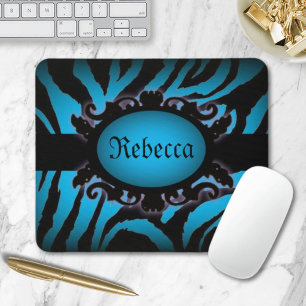 Sofistikerad turkos Zebra tryck monogram Musmatta