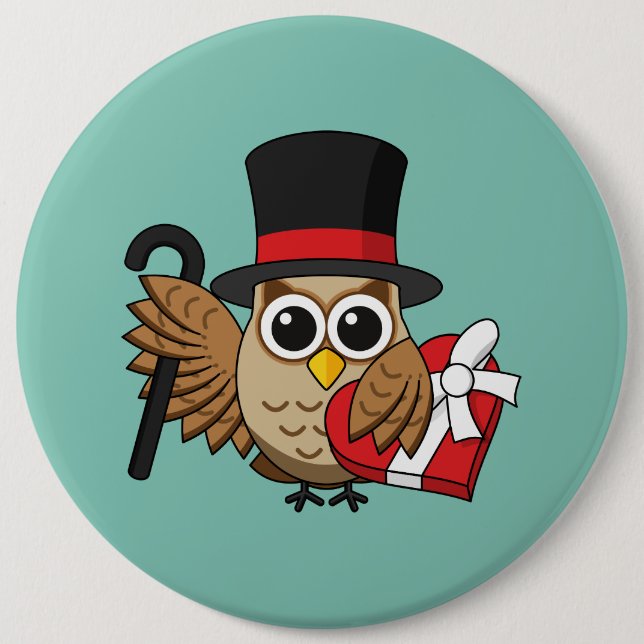 Sofistikerad Uggla med hjärt-Choklad box Knapp (Framsida)