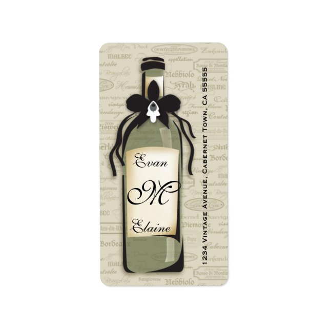 Sofistikerad Vin-sortetikett Adressetikett (Framsidan)