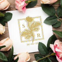 Sofistikerade blommor Bröllop Initialer och datum Stämpel