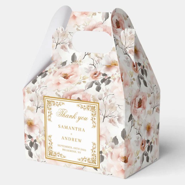Sofistikerade dammiga rosa guld bröllopsboxar presentaskar (Sophisticated dusty pink gold wedding favor boxes)