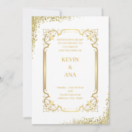 Sofistikerade Guld-bröllopsinbjudningar Inbjudningar