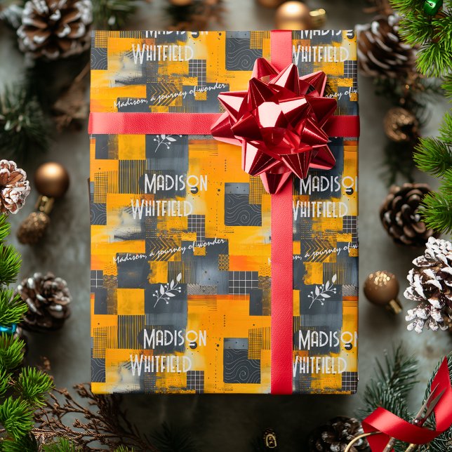 Sofistikerade gyllene accenter med abstrakt design presentpapper (Skapare uppladdad)