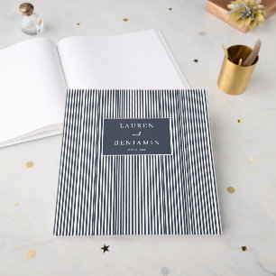 Sofistikerade Marinblå Randiga Minimalistisk Gästböcker