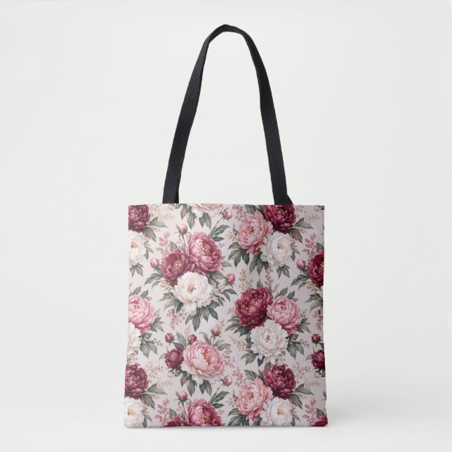 Sofistikerade Premium Peony Bukettkluster Tygkasse (Framsida)