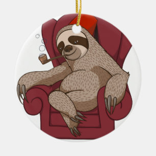 Sofistikerade tre Toed Sloth Julgransprydnad Keramik