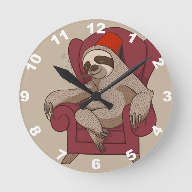Sofistikerade tre Toed Sloth Rund Klocka (Framsida)