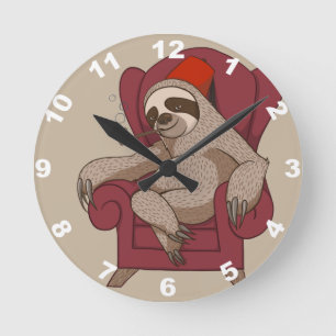 Sofistikerade tre Toed Sloth Rund Klocka