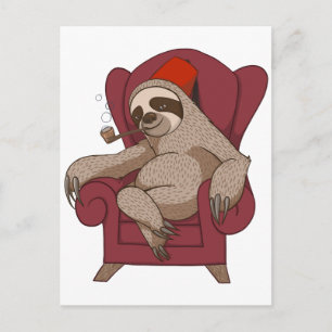 Sofistikerade tre Toed Sloth Vykort