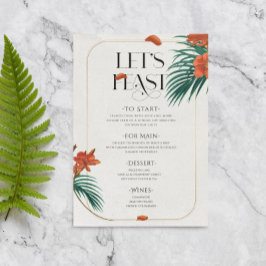 Sofistikerade tropiska blommor Bröllop Menu Inbjudningar