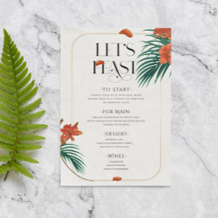 Sofistikerade tropiska blommor Bröllop Menu Inbjudningar