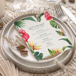 Sofistikerade Tropiska Bröllopsbuketterna Ram Menu Inbjudningar