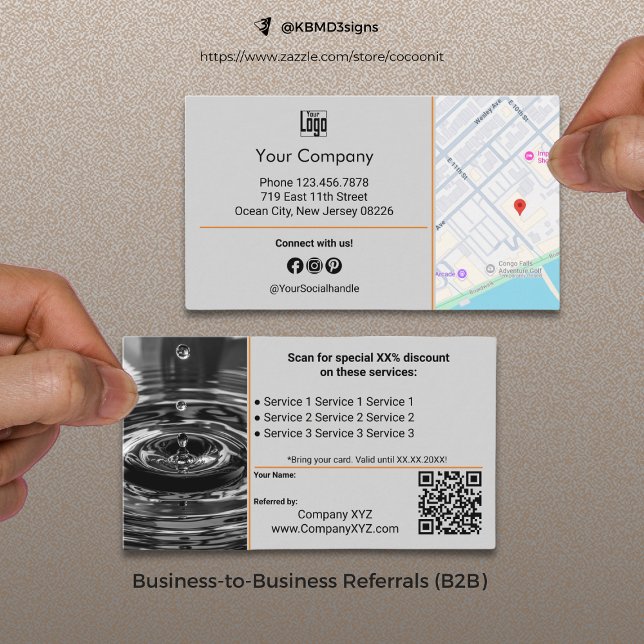 Sofistikerat B2B-Grått QR-kod Rabattkort (Sophisticated B2B Services QR Code Gray Referral Card, Business to Business Collaboration)