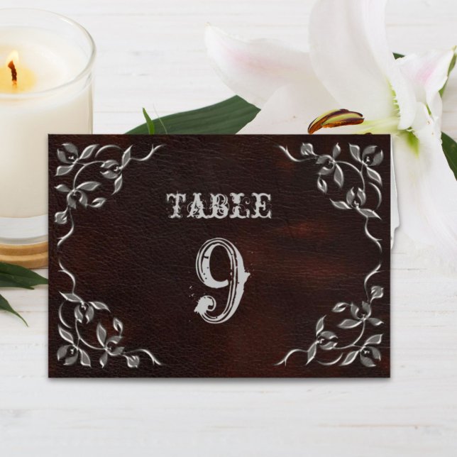 Sofistikerat Bordsnumren-kort för Westerna Bröllop OBS Kort (Sophisticated Western Wedding Table Numbers Card)