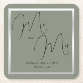 Sofistikerat Bröllop och Silver Underlägg Papper Kvadrat