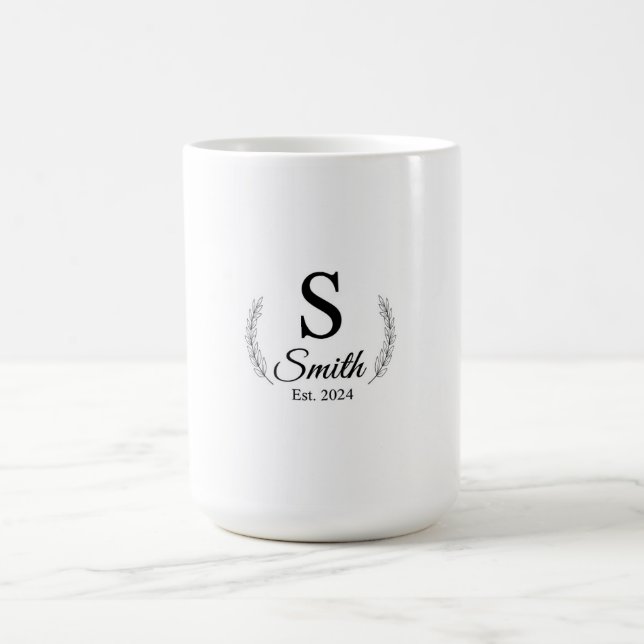 Sofistikerat bröllopsdatumssouvenir | Anpassningsb Kaffemugg (Center)