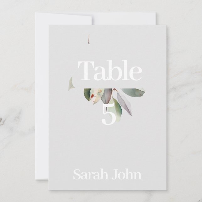 sofistikerat eukalyptus-bordsnummer inbjudningar (Framsida)