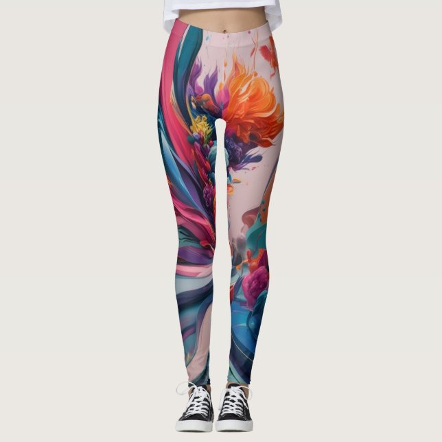 Sofistikerat flöde: AI-genererade Mönster-legering Leggings (Framsida)