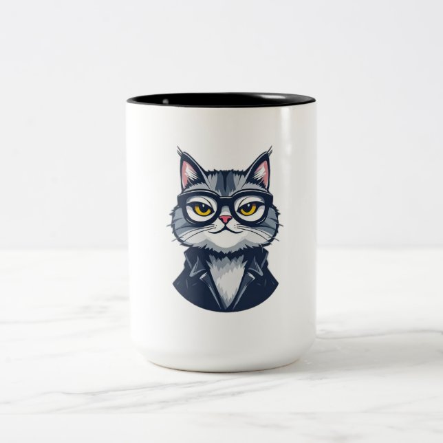 "Sofistikerat Kattdjur gentleman Mugg - Two Tone C (Center)