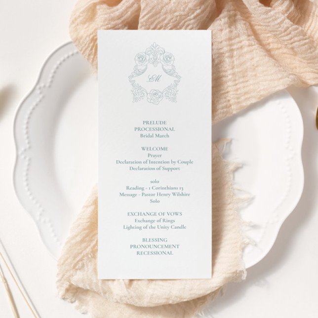 Sofistikerat klassiskt skript - blått Bröllop Program (Skapare uppladdad)