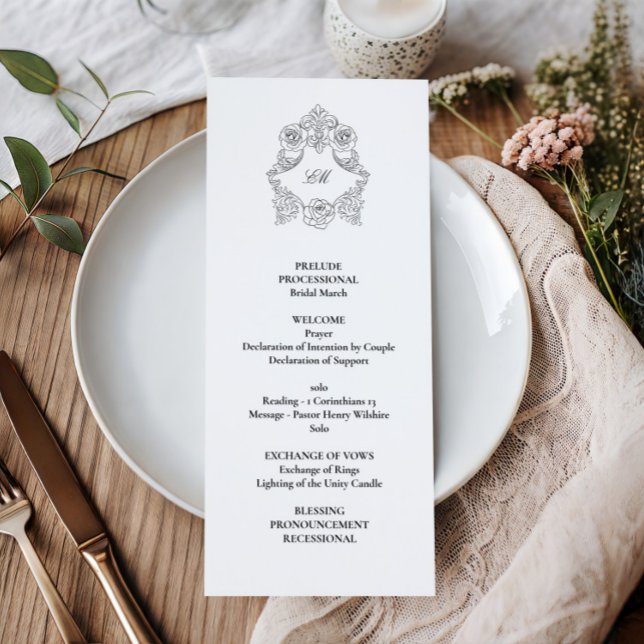 Sofistikerat klassiskt skript, svart och vit Bröll Program (Skapare uppladdad)