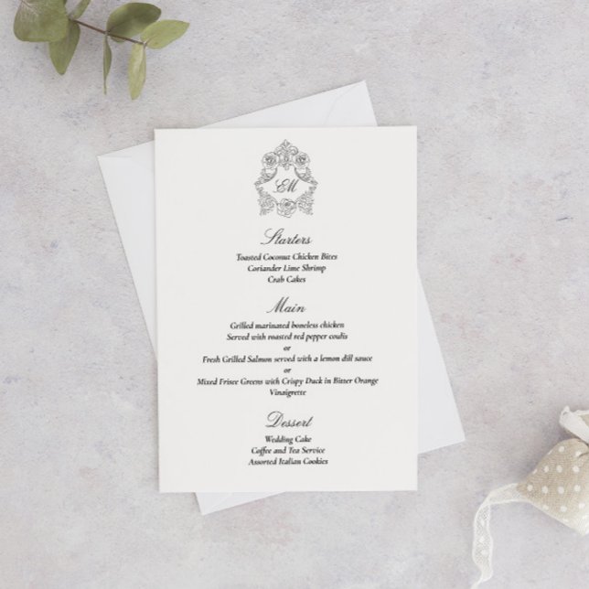 Sofistikerat klassiskt skript, svart och vitt meny (Skapare uppladdad)