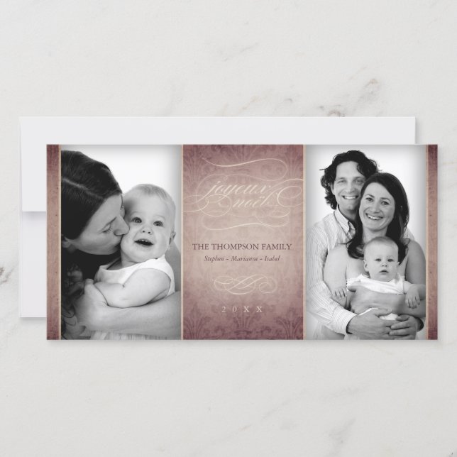 Sofistikerat kort för Sepia"Joyeux Noël" foto (Framsida)