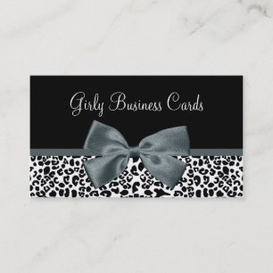 Sofistikerat Leopard Print Grått Bow Boutique Visitkort