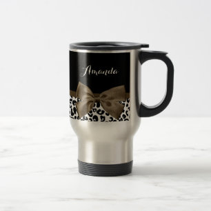 Sofistikerat Leopard Skriv ut brunt fack med Namn Resemugg