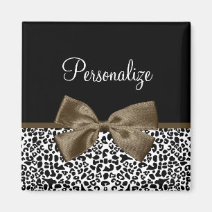 Sofistikerat leopard skriver ut brunt med Namn Magnet