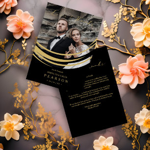 Sofistikerat Modern Faux Golden Abstrakt Photo Tack Kort