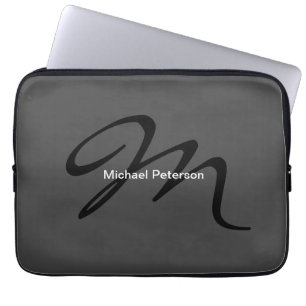 Sofistikerat monogram initialt Modern Grått Laptop Fodral