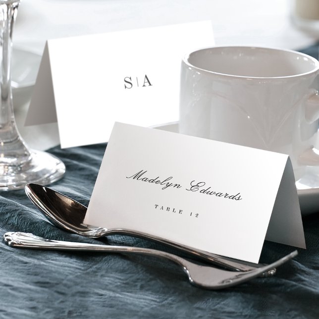 Sofistikerat monogram minsta MMT-kort Bordsnummer (Sophisticated monogram minimal Foldable Place Card)