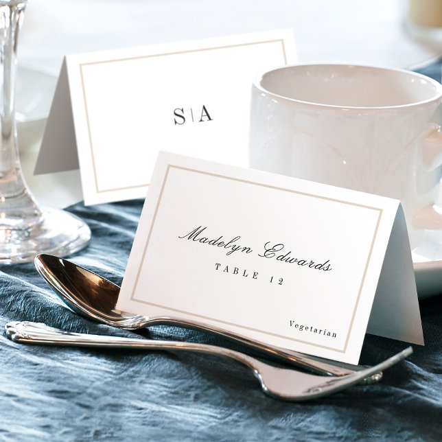 Sofistikerat monogram minsta MMT-kort Bordsnummer (Sophisticated monogram minimal Foldable Place Card)