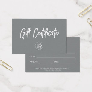 Sofistikerat Stone Grått Business Gift-certifikat Visitkort