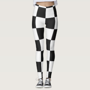 Sofistikerat svart och vitt rutigt kuvert leggings