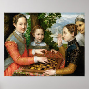 Sofonisba Anguissolas spel i schack - Circa 1555 Poster