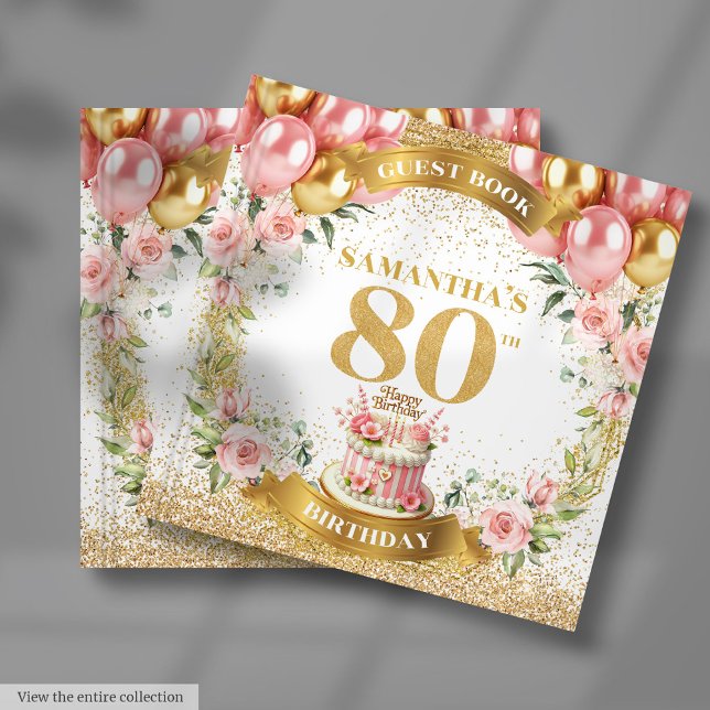Soft 80 Birthday Guest Bok Boho Balloon Gnistra (Soft 80th Birthday Guest Book Boho Balloon Sparkle

)
