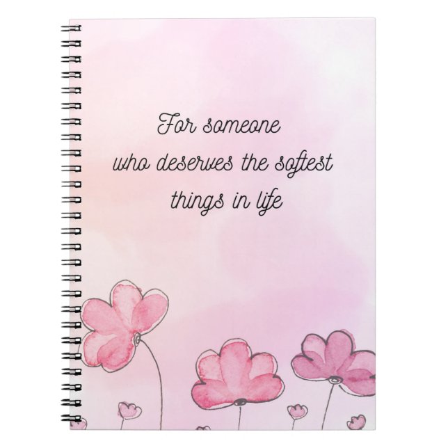 Soft Aesthetic Floral Notebook Cute Journal Anteckningsbok (Framsidan)