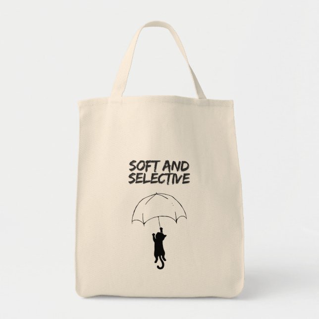 Soft and Selective - Cat Tote Bag Editable Quote Tygkasse (Framsidan)