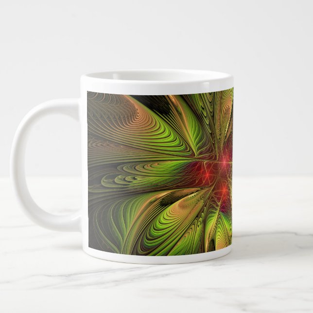 Soft and tenderness fractal fantasy flowers jumbo mugg (Vänster)