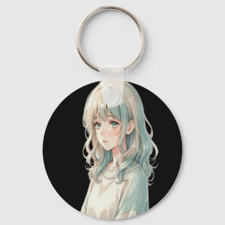Soft Anime Girl – Round Keychain Nyckelring