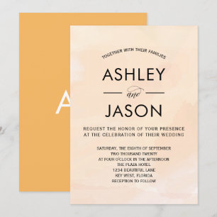 Soft Apricot Watercolor Wedding bjudande Inbjudningar
