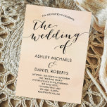 Soft Apricot Watercolor Wedding bjudande,  Inbjudningar<br><div class="desc">Modern. Minimal. Fintvätt. Den här bröllopsinbjudan användor rent linjer,  klassiska typsnitt och en mjuk bakgrund struktur för att skapa en elegant leta efter din speciella dag.</div>