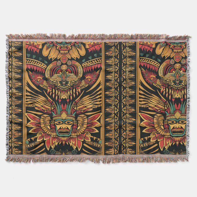 Soft Aqua "Aztec Dream" Mysigt Throw Blanket Filt (Framsidan)